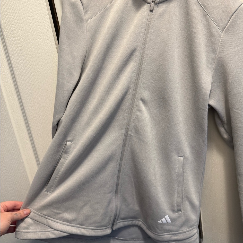 Adidas Light Gray Zip-Up Hoodie